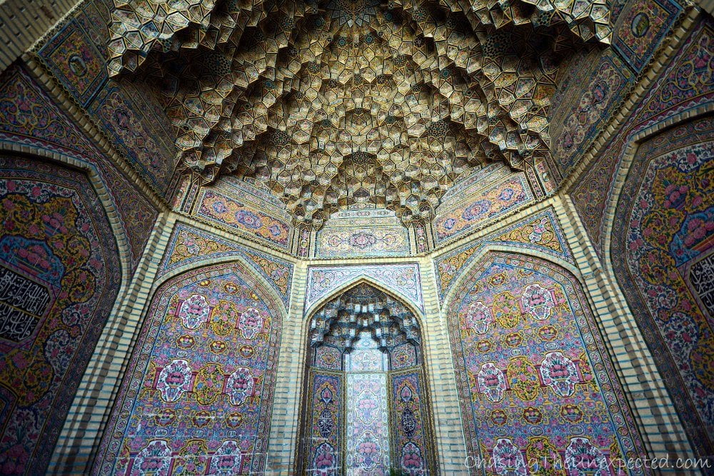 Pastel hues and fine art at Nasir ul-Molk mosque in Shiraz