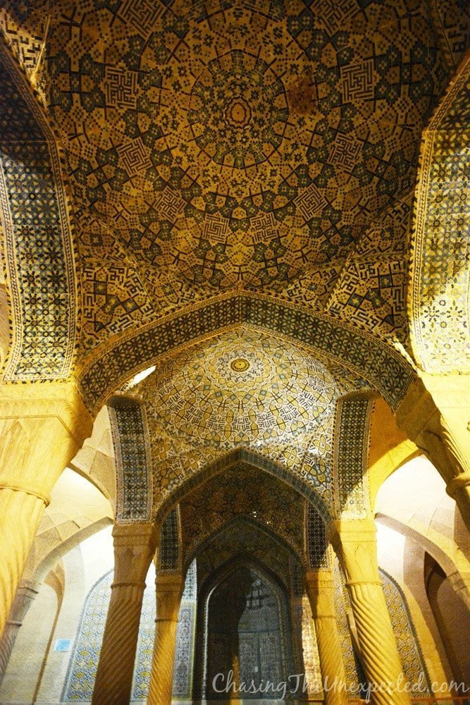 The beautiful ceiling of Vakil mosque