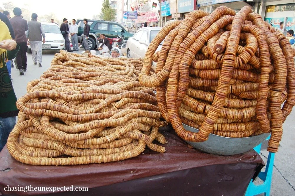 Travel to Afghanistan, street vendor of dried figs in Kabul