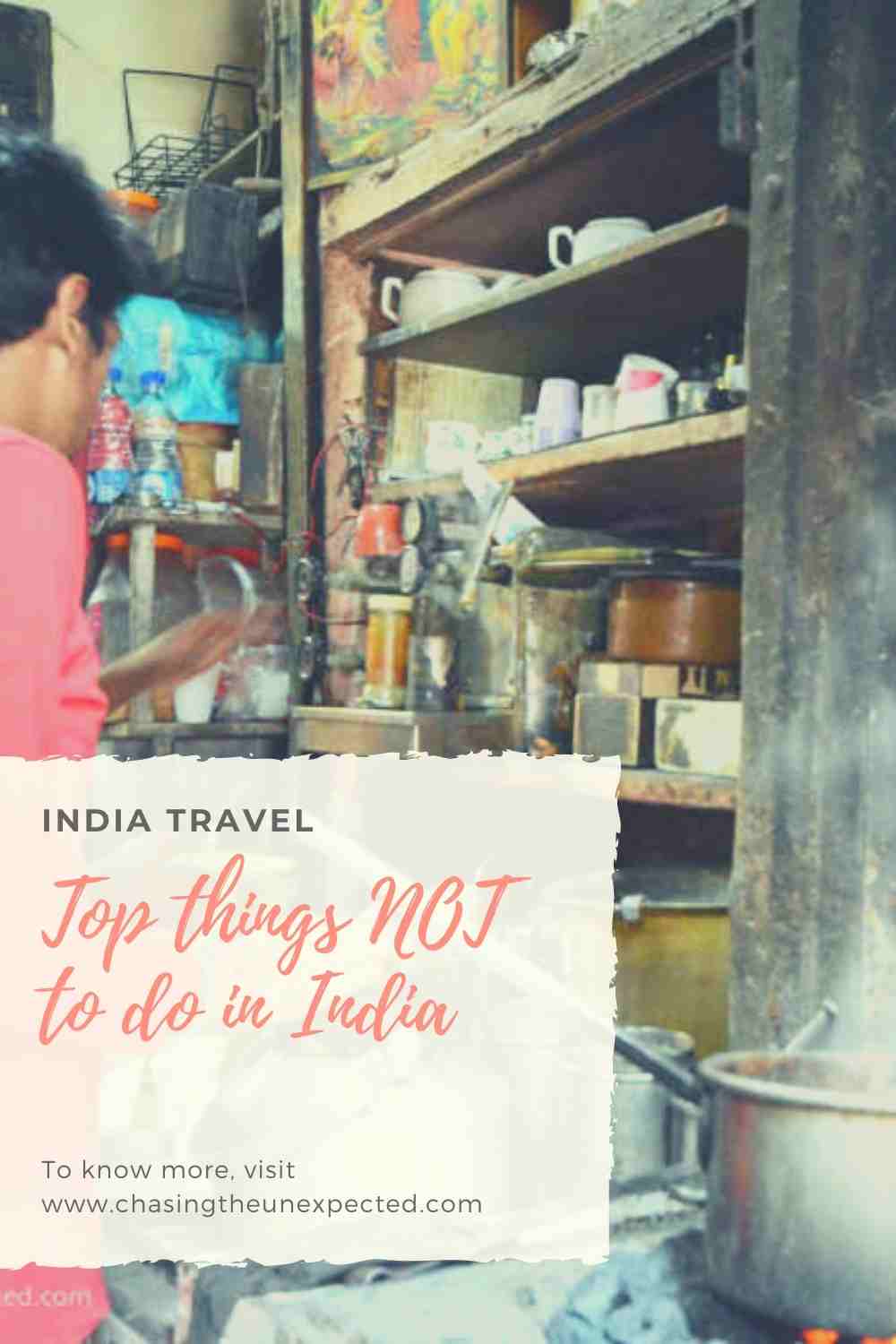 Pinterest Image with a photo from Delhi with a caption reading "top things not to do in India"